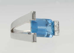 Aquamarin-Diamant-Ring Elegantes Schmuckstück in Weissgold 14K mit ...