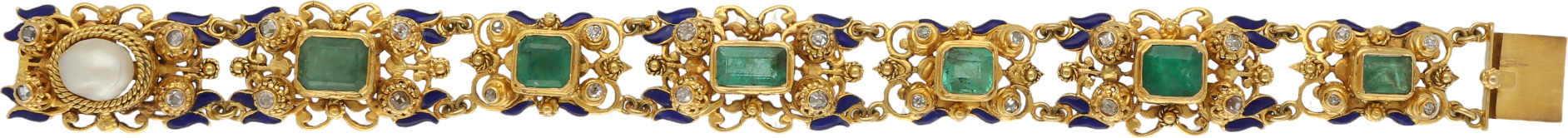 Smaragd-Armband Zauberhaftes Armband in Gelbgold 18K reich verziert ...