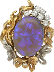 Opal-Brillant-Ring Fantastischer Ring in Gelbgold/Weissgold 18K mit ...
