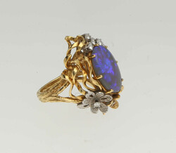Opal-Brillant-Ring Fantastischer Ring in Gelbgold/Weissgold 18K mit ...