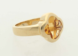 Citrin-Ring Modernes Design, signiert Augis 1830, in Gelbgold 18K mit ...