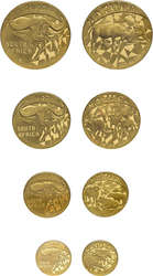 Set zu 1/10, 1/4, 1/2 und 1 Oz Gold 1997, Prestige Set Natura-Büffel ...