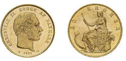 20 Kroner Gold 1890, Christian IX. Fb. 295, kl. Kratzer, vorzüglich ...