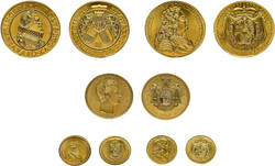 Lot von 5 Neuprägungen aus Gold der Münzstätte München 1966. ...
