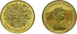 100 Dollar Gold 1977. Fb. 8. Mit Zertifikat in Ausgabefolder. ...