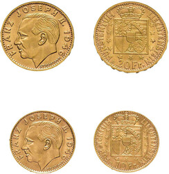 10 und 20 Franken 1946, Franz Josef II.,Fb. 17 und 18, je fast ...