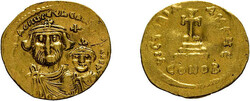 Heraclius, 610-641, Solidus (4,39g), Konstantinopel. Av: Die Büsten ...