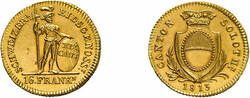 Solothurn, 16 Franken (Duplone) 1813, HMZ 2-853a, Fb. 395, gereinigt, ...