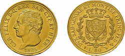 Sardinien, 80 Lire 1825, Carlo Felice, Turin. Fb. 1132, kl. ...
