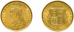1/2 Sovereign 1887, Victoria. Fb. 393, kl. Kratzer, vorzüglich bis ...