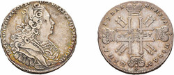 Rubel 1727, Peter II., St. Petersburg. Dav. 1667. Kratzer, sehr ...