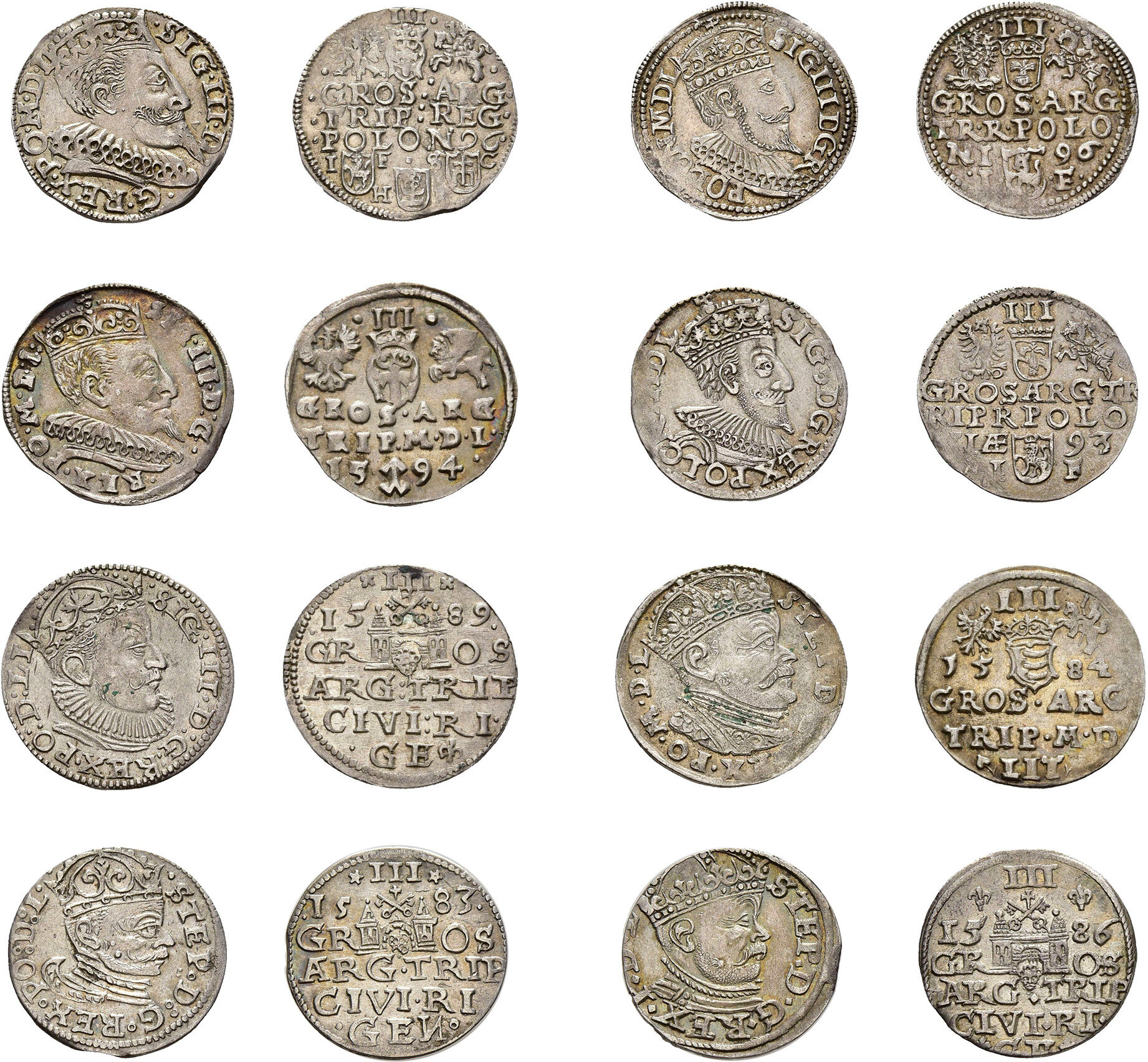 POLEN / LITAUEN, Lot zu 9 x 3 Gröscher. Enthalten: 3 Gröscher 1581, ...