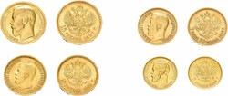 Lot zu 4 Goldmünzen: 5 Rubel 1899, 7,5 Rubel 1897, 10 Rubel 1899 und ...