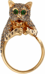 Panther-Ring Neuwertiges Schmuckstück in Rotgold 18K mit 302 braunen ...
