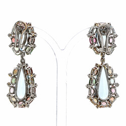 Aquamarin-Turmalin-Diamant-Ohrringe Glamuröse Ohrringe in Weissgold ...