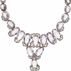 Amethyst-Diamant-Collier Glamuröses Collier in Roségold/Weissgold ...