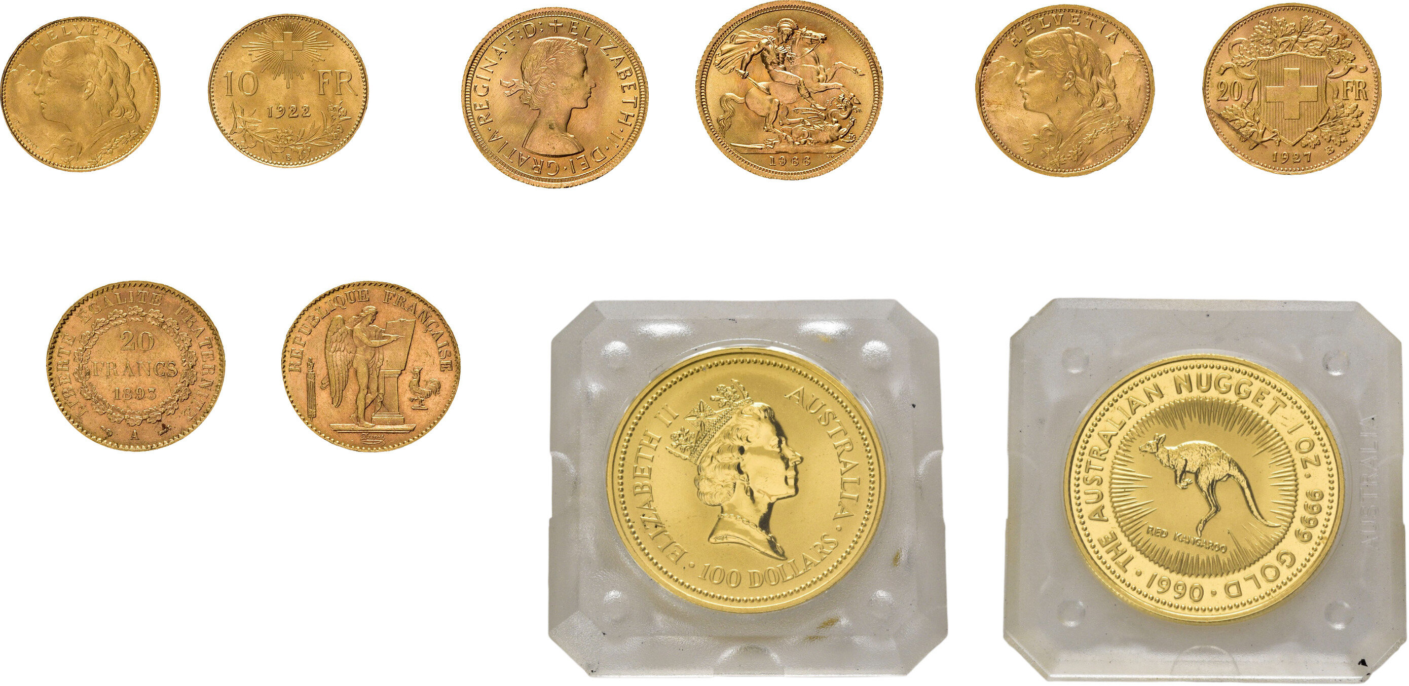 ALLE WELT, Sammlung von 18 Goldmünzen. Dabei: Australien 100 Dollars ...