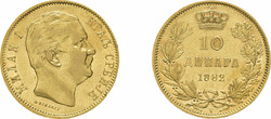 10 Dinara Gold 1882, Milan IV., Fb. 5, sehr schön bis vorzüglich. ...