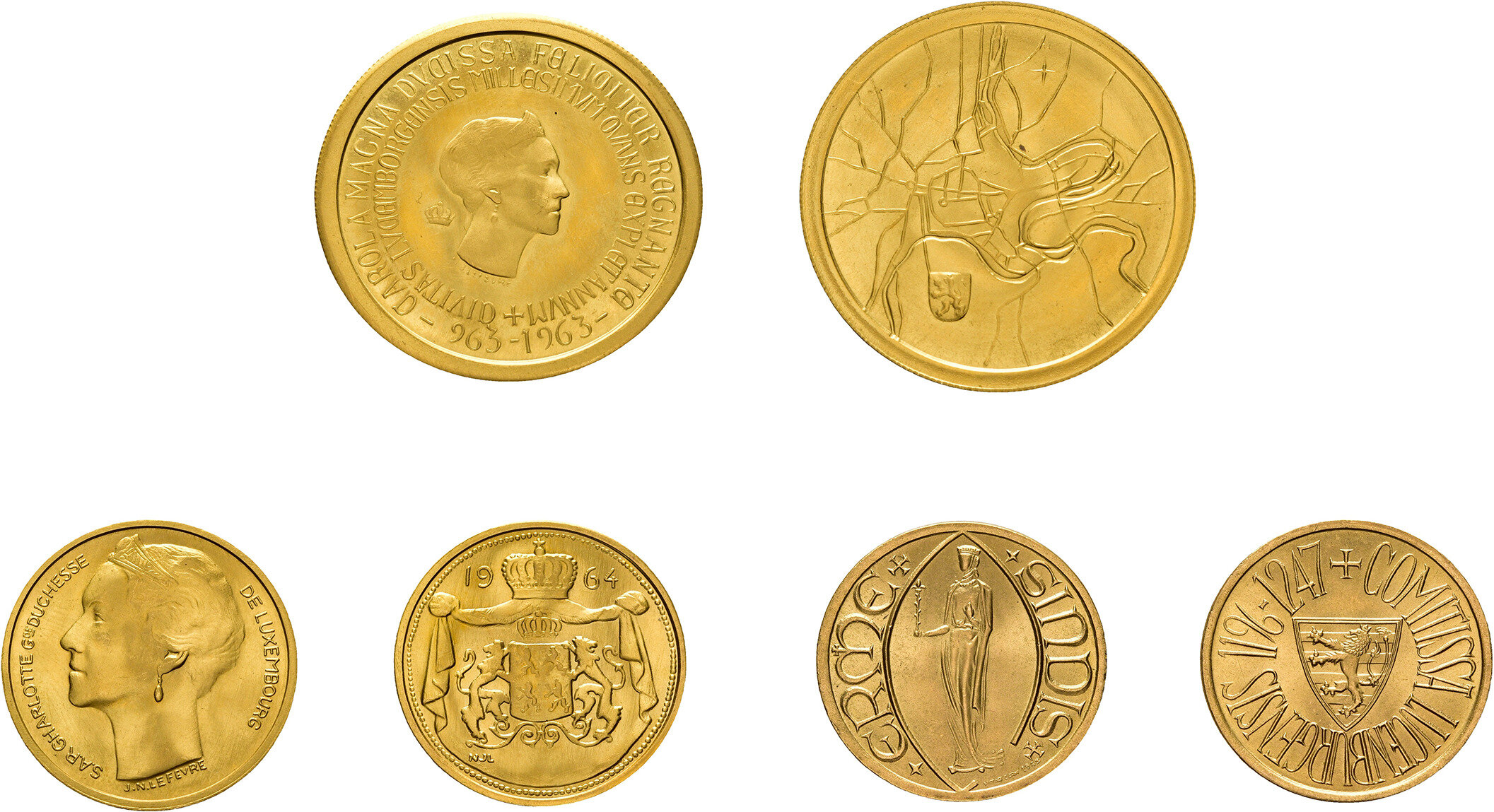 LUXEMBURG, Sammlung von 16 Goldmedaillen der 1960er Jahre. Dabei u.a. ...