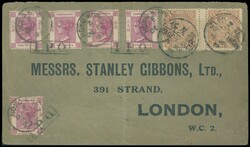 1899年12月14日自羅星塔經香港寄倫敦封，貼蟠龍5分票2 ...