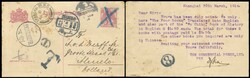 1914年3月30日荷蘭郵資片，自上海欠資寄荷蘭，蓋有上 ...