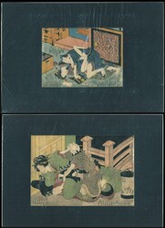 Ca. mid 19th centenary Japan Shunga "Inaka Genji" pictures x 2 both ...
