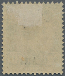 1908 Provisional 9 att on 10 att ultramarine, showing a light double ...