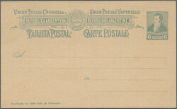 1892 ca., 6 C 'Rivadavia' postcard ESSAY in BLUE-GREEN colour on ...