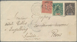 1905, Groupe 5c. green/red on greenish and 10c. black/blue on lilac ...