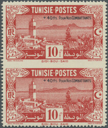 1945, Soldier's Relief, 10fr. + 40fr. red, vertical pair showing ...