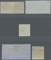 1851-57 Group of eight used stamps, i.e. two pairs 4 R.B.S. (one on ...