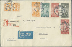 1934, Airmails 10ö., 15ö. (2), 20ö., 50ö. in combination with ...