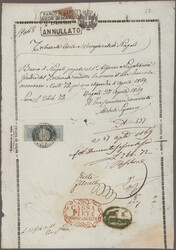 1863/67, 2 Cent. rotbraun diagonale Halbierung als Stempelmarke ...