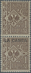 1905, 1 C. braun mit Aufdruck "LA CANEA" im senkr. postfrischen Paar, ...