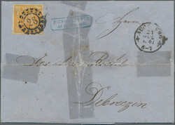 1850, 18 Kr. gelblichorange, gut gerandet, als Einzelfrankatur auf ...