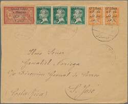 1924, Bilingual surcharges, 80c. rate on cover from TYROS 22.11.24 to ...