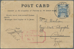 1918, 5m. on 1pi. ultramarine on ppc with c.d.s. "ARMY POST OFFICE SZ ...