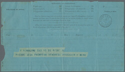 1894 Telegram form (blue) addressed to Vinhlong, cancelled by ...