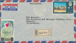1964, 9 Nov., registered commercial airmail cover to Hamburg/Germany, ...