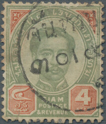 1887 4 att. cancelled by CHANTHABURI native cds, fine. H. Osper cert