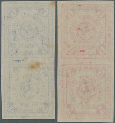 STUTTGART, 2 verschiedenfarbige senkrechte Zusammendrucke 5+6 Pf. ...