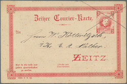 ZEITZ: 1899, Ganzsachenkart 3 Pfg. karminrot gebraucht mit kurzer ...