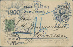 ZEITZ/Courier, 3 Pf. blau GA-Karte (leichte senkr. Bugspur) zum ...