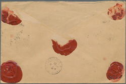 1922, Wertbrief über 2.000 Mark aus Danzig nach Paris, frankiert mit ...