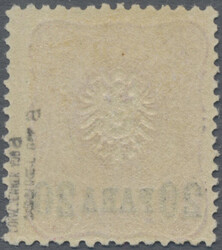 1884, 20 Para auf 10 Pf. lebhaftrosa, hellorange, hübsches ...