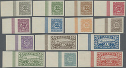 1920, Ungezähnte Plattenproben auf ungummiertem Papier in den ...