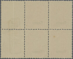 1920. 1 C orange im Viererblock mit zwei anhängenden Leefeldern (und ...