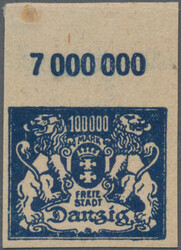 1923, 100.000 M graublau, ungezähnter Probedruck ohne Unterdruck auf ...