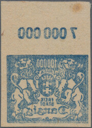 1923, 100.000 M graublau, ungezähnter Probedruck ohne Unterdruck auf ...