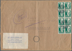 1948, Köpfe 10 Pfg. grün im 8er-Block als portogerechte ...